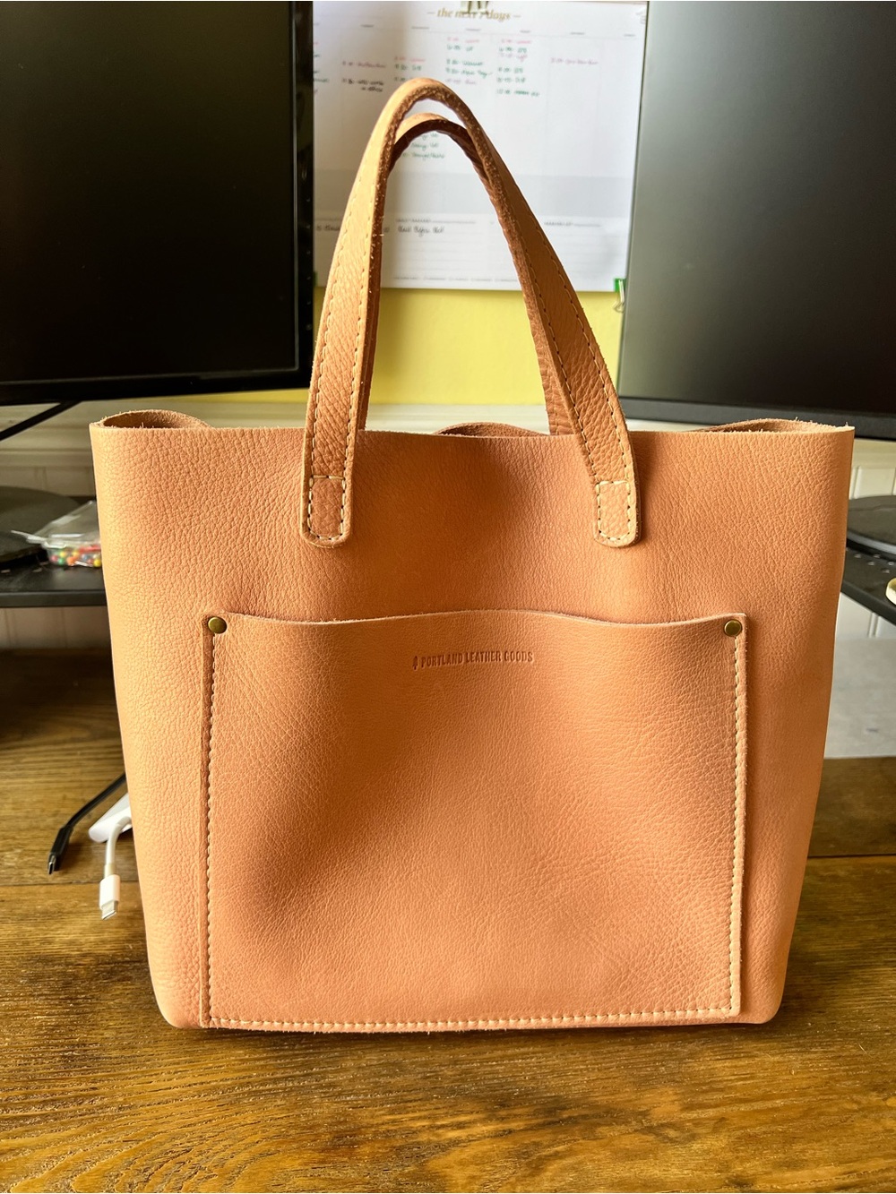 Portland Leather Goods Medium Crossbody Tote - Unicorn Pink